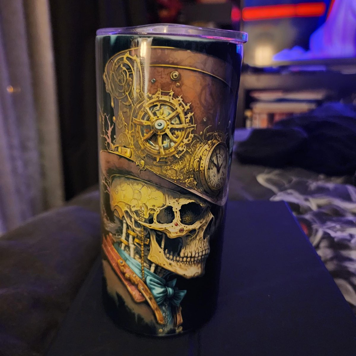 MythandTarot's tweet photo. New tumbler designs, and a photo I took of the Raven in our tree out the back being immortalised on a cushion cover. https://t.co/eYB6bmLGRB