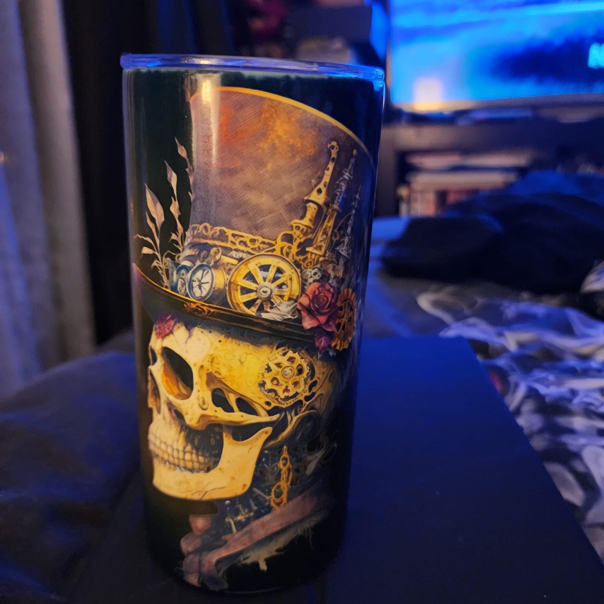 MythandTarot's tweet photo. New tumbler designs, and a photo I took of the Raven in our tree out the back being immortalised on a cushion cover. https://t.co/eYB6bmLGRB