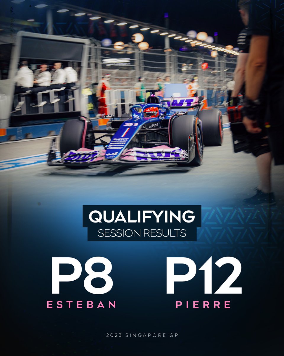 P8 and P12 for the team in Singapore 🇸🇬 

#Alpine #SingaporeGP