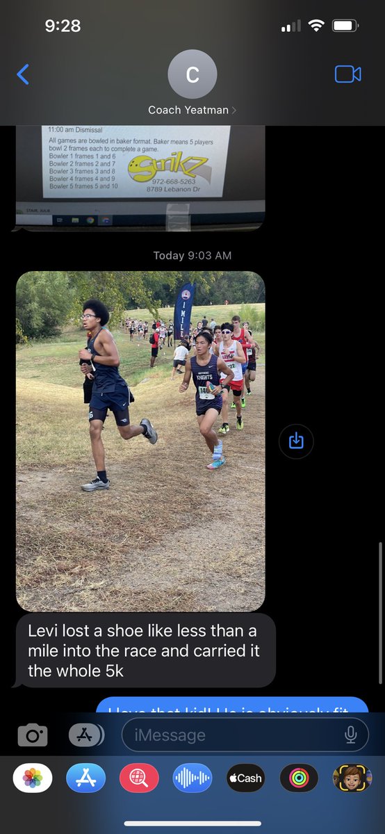 ihsknightsoccer's tweet photo. I want to take a sec and give a shout out to Levi Saukum. I received a text from Coach Yeatman from @ihsknightstrack today, see the screenshot below:

#commitment
#KnightSoccer
#ExcellenceInEverything https://t.co/iHizDUPhjS