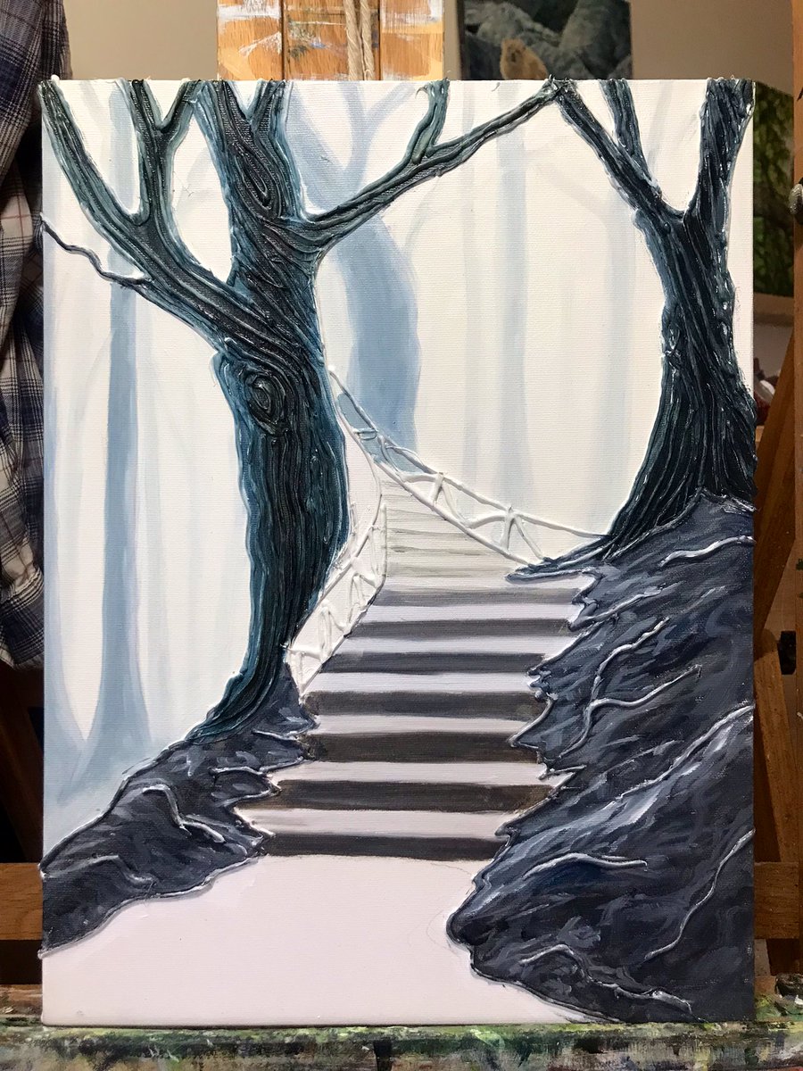 artbybiancaa's tweet image. Working on a new painting, something a little different than my usual style and more on the surreal side 😁 

#paintinginprogress #canadianartist #surrealism #forest #SaturdayMorning #oilpainting
