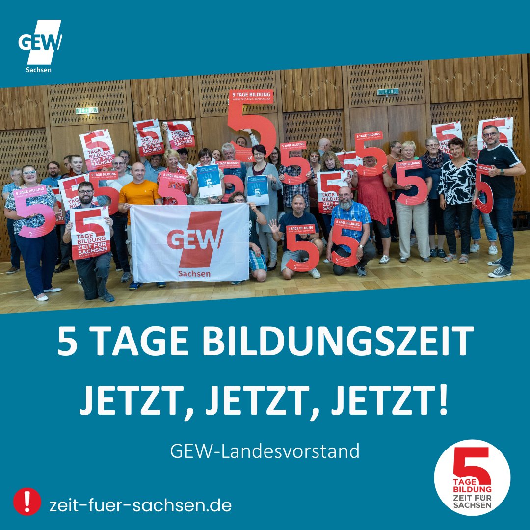 „5 Tage #Bildungszeit JETZT, JETZT, JETZT!“ 💪 Jetzt unterschreiben! 👉 zeit-fuer-sachsen.de