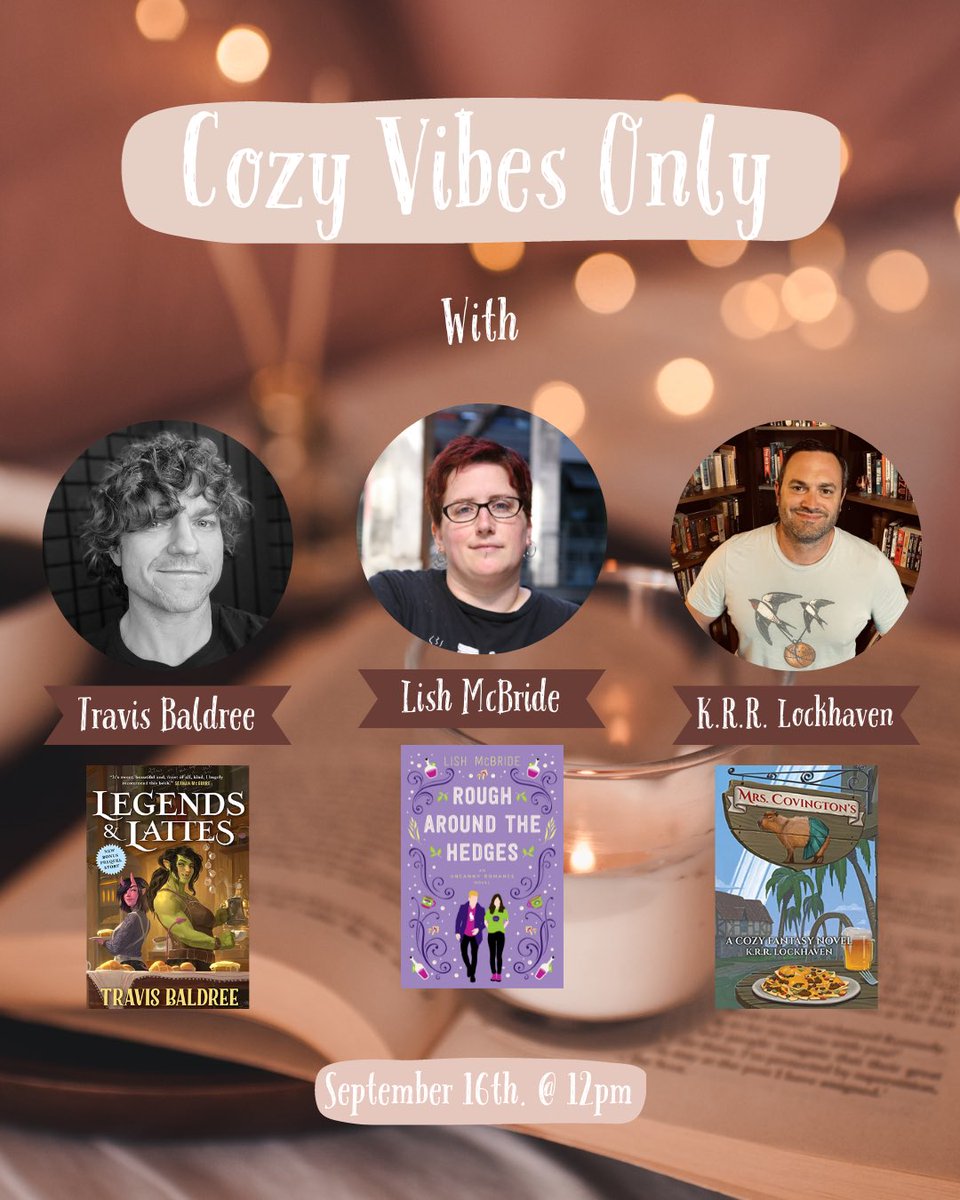 Happening today! Come chat with @LishMcBride <a href="/TravisBaldree/">Travis Baldree</a> and <a href="/Kyles137/">K.R.R. Lockhaven-The TRILOGY is COMPLETE!</a> about their books and all things cozy fantasy! #cozyfantasy #authorpanel #booksigning #tricitieswa #localevent #mustlovebooks
