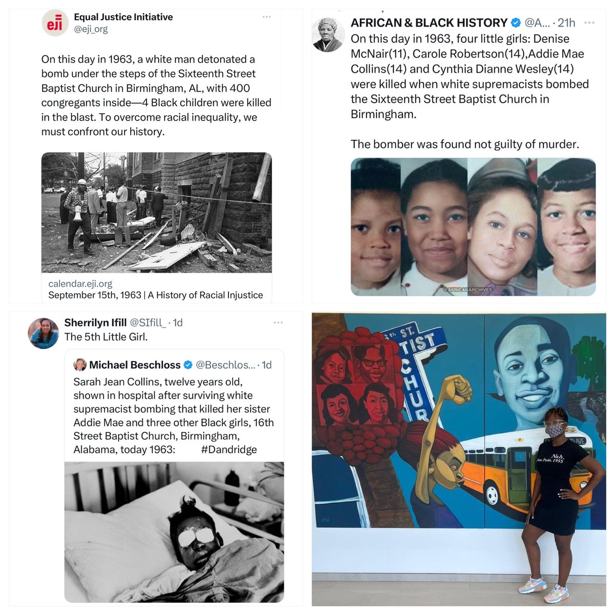 KercenaDozier's tweet photo. 60 years later #IsThisAmerica, where Black children still do not have the freedom to grow up free from white supremacists domestic terrorist attacks? #WeThePeople must never let America forget what they did to our #FourLittleGirls, the fifth girl, and two Black boys on this day. https://t.co/xoC097DGf1