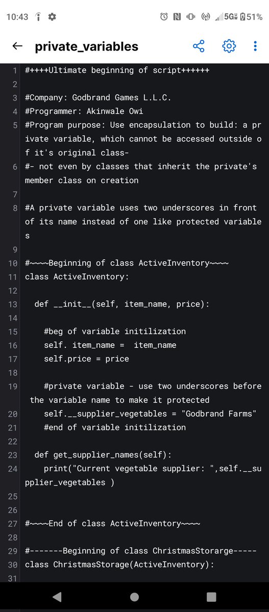 WallyOwi30's tweet image. Tldr.
Python private variables so end of that conference . Next is another conference and building something with python and sql. 
#learnpython #pythontutorials