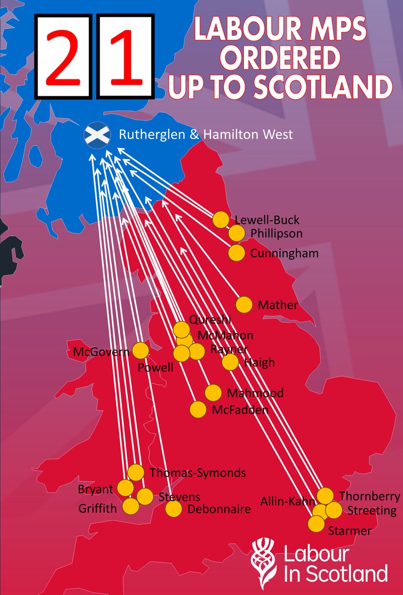 That's No.21 Why do so many Labour MPs come up to Scotland? To tell us which Tory policy they're adopting now? It's always good to keep up-to-date. I'm sure their pretendy interest in Scotland will disappear after the Rutherglen & Hamilton West by-election.