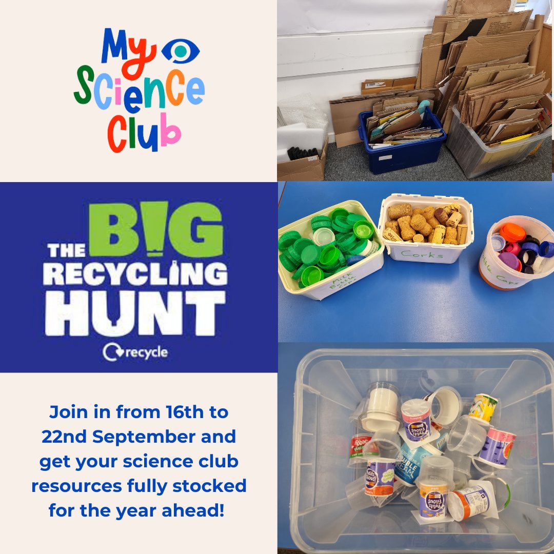 My_ScienceClub's tweet photo. Join the BIG RECYCLE HUNT all this week as part of national recycle week!
Check out our blog for more ideas and tips https://t.co/o9WbIBDZM3
@glazgow @priscigeeks
#ASEChat
#PrimaryRocks
#MSC
#primaryschool
#primaryeducation
#homeschool
#primarySTEMchat
#STEM
#STEMEd
#PriSci https://t.co/6uehTLOT5M