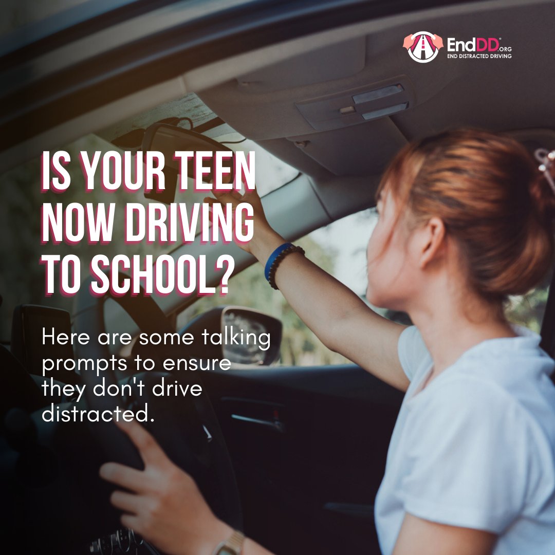 end_dd's tweet image. Empower your teen to conquer the school drive distraction-free. Start a conversation about the risks, set guidelines, and emphasize the value of staying focused. Their journey, their responsibility. 🚗📵 

#DriveSafe #TeenDrivers #endDD