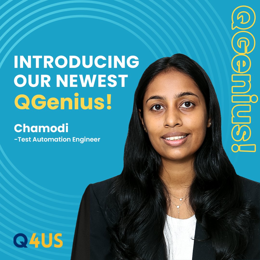 Q4USdev's tweet photo. Q4US welcomes Chamodi Jayathilaka, who joined the team as a Test Automation Engineer.
#internships #intern #q4us #qualityispersonal #software #teamwork https://t.co/B9tcB9Sczm