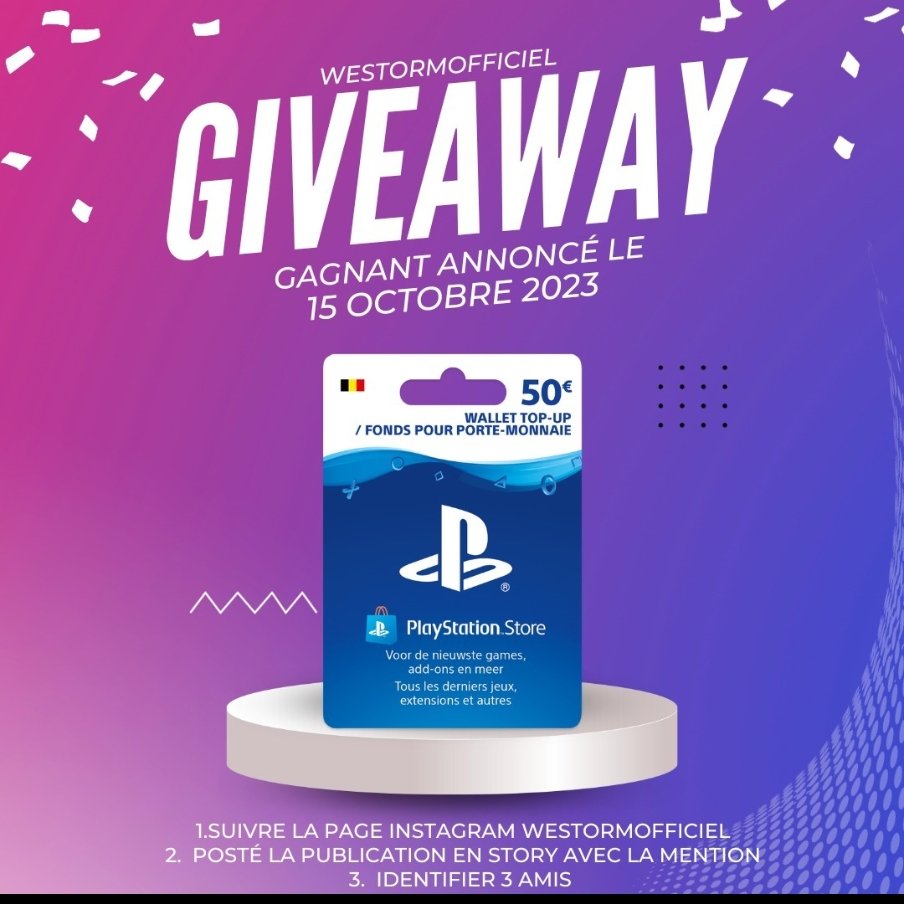 Personne ne veux gagner une carte psn de 50€ pour s'acheter un nouveau jeu ou un skin ou dlc n'attendez plus c'est sur la page insta de WESTORM cliquez sur le lien et réalisé les différentes étapes pour remporter cette carte 🥳🥰
instagram.com/westormofficie…