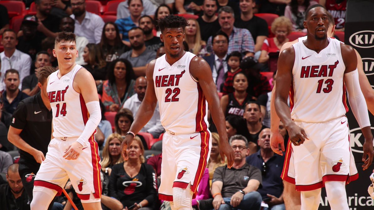 HEATVSREFS's tweet photo. THE MIAMI HEAT IS THE ONLY TEAM IN THE LEAGUE THAT HAVE 3 PLAYERS THAT AVERAGE OVER 20PPG A GAME https://t.co/RcimxJybe4