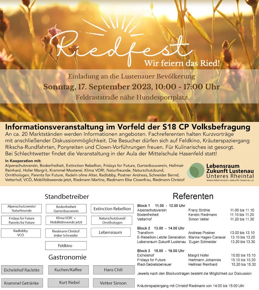 Erinnerung: Morgen, 17. September: #Riedfest in #Lustenau - Kommt zahlreich! ☀️😎