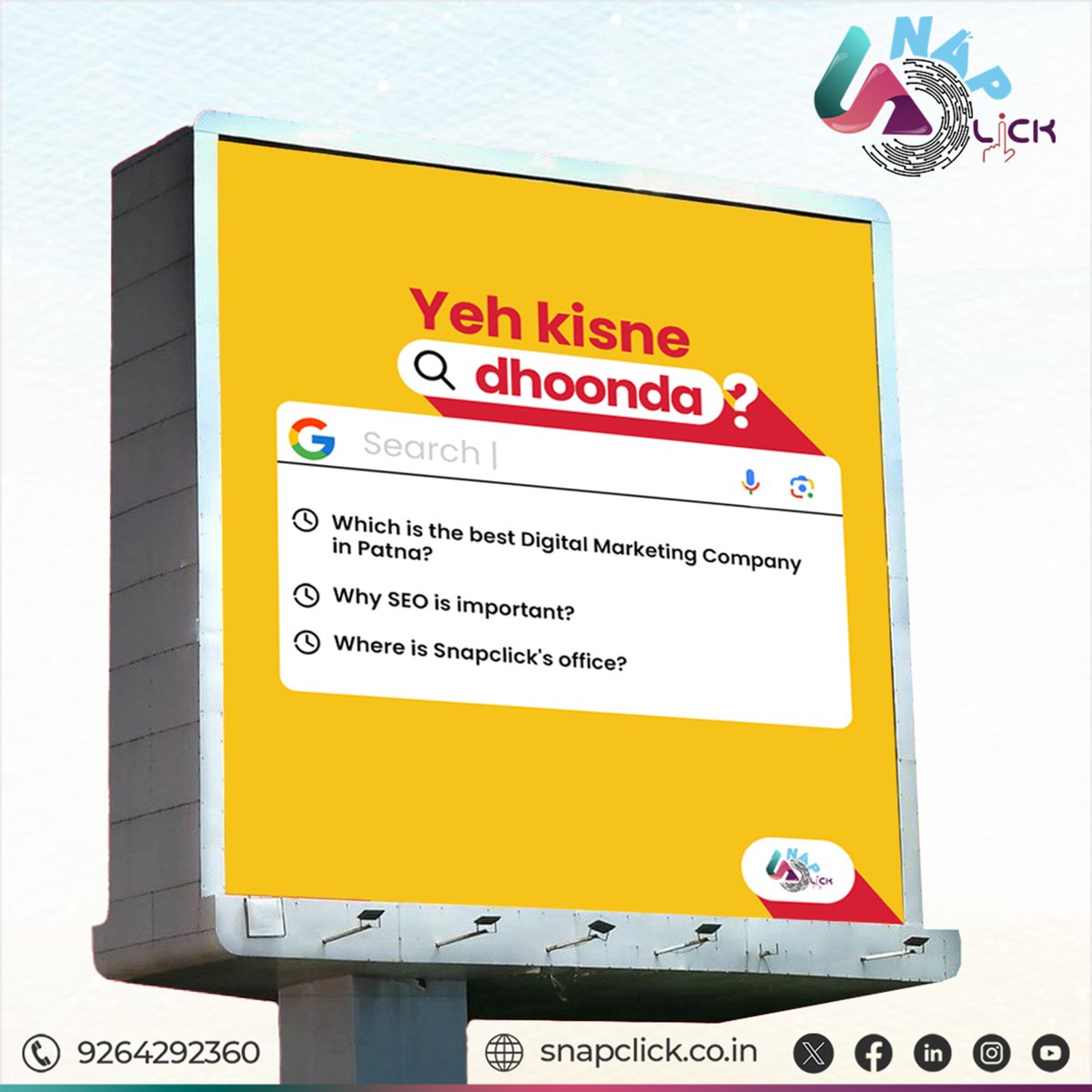 We know the answer to this question but it's your turn to tell us in the comment section.

+91 9264292360
📷snapclick.co.in

#YehKisneDhoonda #momentmarketing #trending #trendingposts #digitalmarketing #onlinemarketing #seo  #BestDigitalMarketingAgency #snapclick