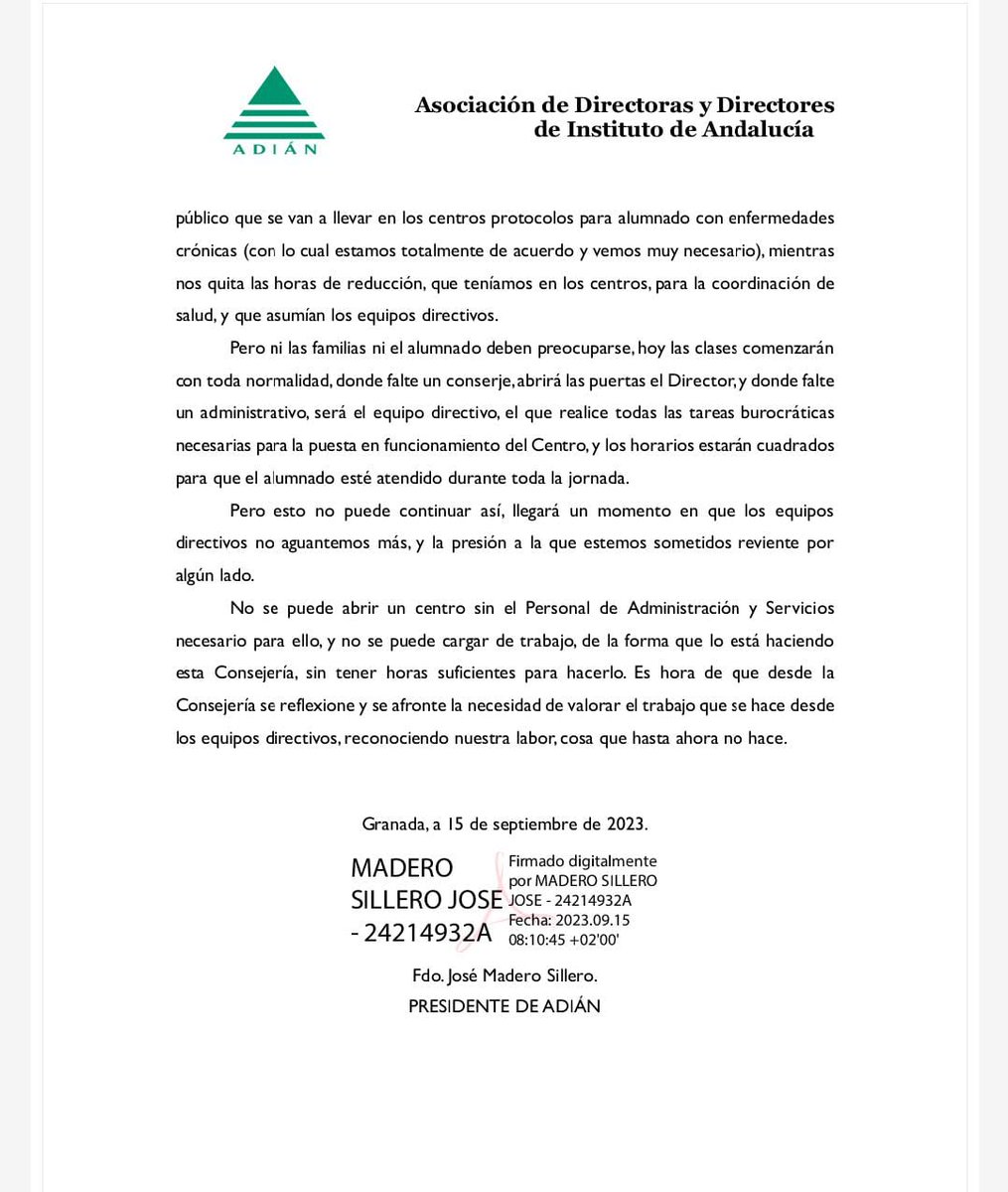 alfisoles's tweet photo. Así comienza y arranca el curso. Os pido tener paciencia en las gestiones, que todo lo que se pueda solucionar y/ o cambiar para mejor se hará. @ies_alvareda https://t.co/SnOceDGysN