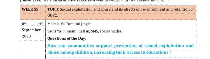 Sexual Exploitation and abuse and it's effects on re-enrollment and retention of OOSC. Join the fight save a life 
 fb.watch/n2_nCAxI4D/?mi… 
#endFGM #endearlymarriages #endSGBV #WeAreYouthAlive #suicidepreventionmonth