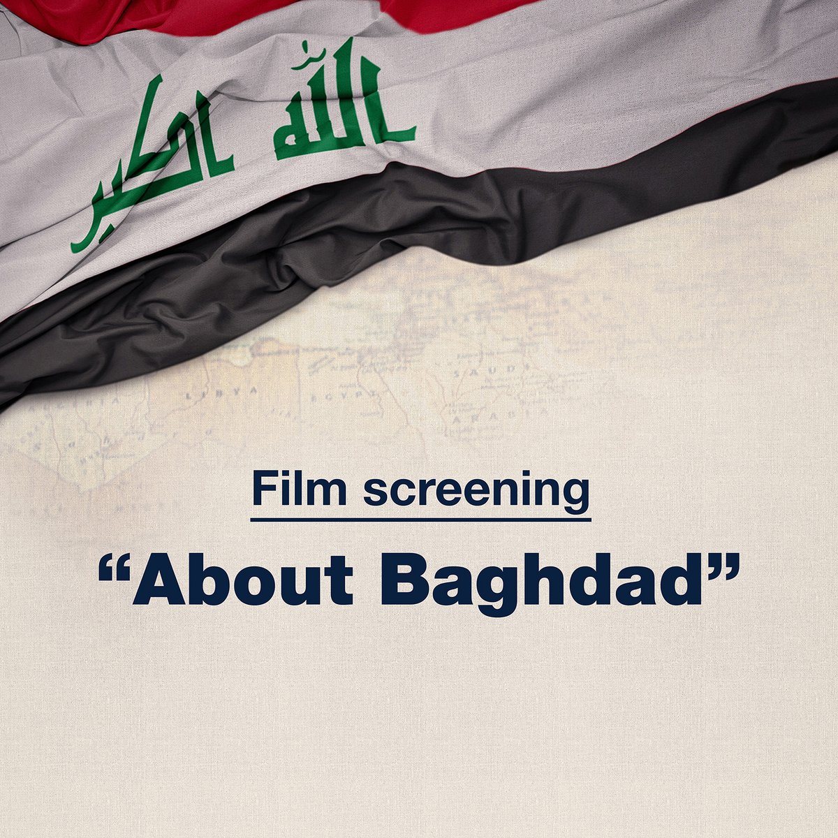 GUQatar's tweet photo. HAPPENING NOW: Film screening, “About Baghdad” with Bassam Haddad @4Bassam, George Mason University
#Hiwaraat #GUQ @CIRSGUQ @GeorgeMasonU