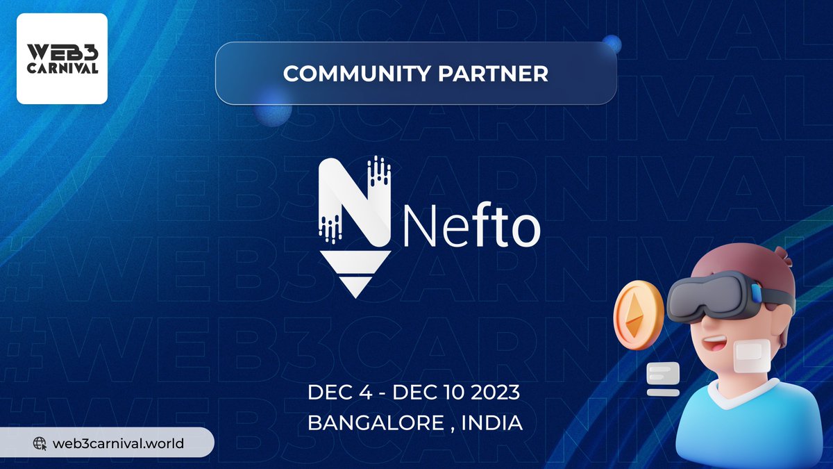web3carnival's tweet photo. 🎉 Big News! We're thrilled to announce
@0xnefto as a Community Partner for the Web3 Carnival, 7 Days 7 Conferences!✨
📷Stay tuned for exciting updates as we gear up for a revolutionary Web3 experience!🪧
#metacraft #nefto #w3c 🚀 https://t.co/06jYgYz6gY