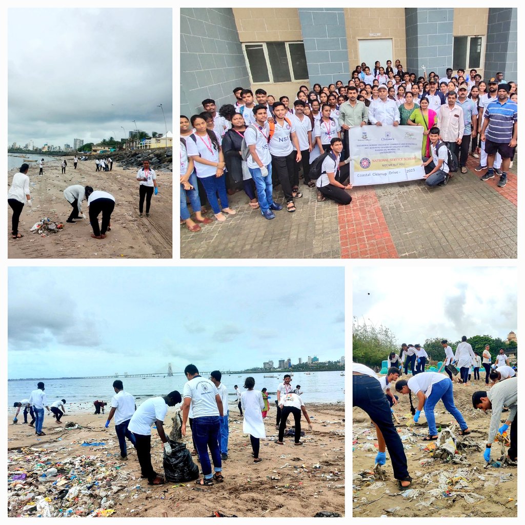 nss_chetana's tweet photo. On the occasion of #InternationalCoastalCleanupDay on 16.09.2023 our NSS unit organized a #BeachCleanupDrive at Mahim Koliwada Beach, Mumbai. Total 102 NSS volunteers participated and about 600kg of Plastic and other waste collected and handed over BMC for the proper disposal. https://t.co/aHcwiVNwnf