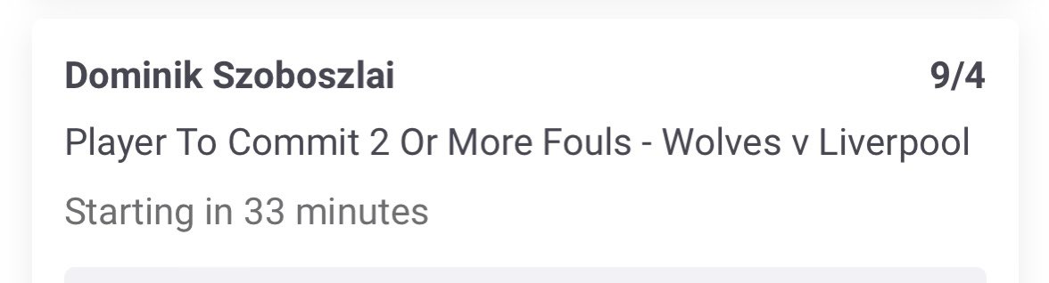 TipsterJWins's tweet photo. Punt for #WOLLIV 🏴󠁧󠁢󠁥󠁮󠁧󠁿

Wolves decent for fouls drawn and Szoboszlai been getting stuck in since he arrived

He’s gone 3,0,3,1 for fouls, both 3s coming away from home.

Main play on 2+ fouls @ 9/4 - paddy

Along the lines with my @Weekly_Wager piece this week 🤞🤞 https://t.co/SApEv7OE4m