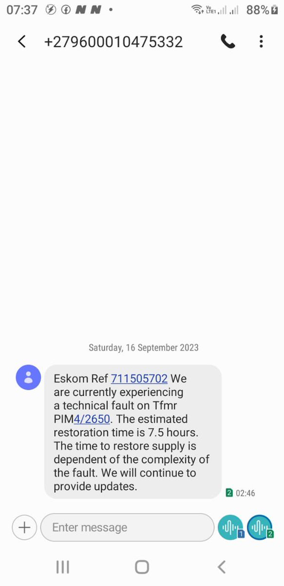 @Eskom_SA 

#PimvilleOutage
#EskomGauteng

 Good Day

Please give an update on the outage at Pimville, electricity went off at 10pm on the 15/08/2023 as per the schedule
