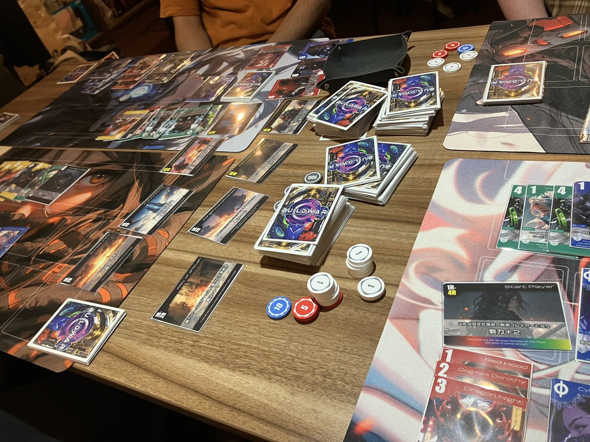yama_koh's tweet photo. 本日のボドゲバ。
今回はKickstarter中のビルドウォーの体験会という事でお邪魔して参りました。
デッキ構築&セットコレクションに加え麻雀のテイストもあるゲーム。
運は多分に絡むものの、ドローやサーチカードは多目にあるので、デッキが回るように組めるかは腕の見せ所。
#BuildWar #ビルドウォー https://t.co/ZhtZ4gofEO