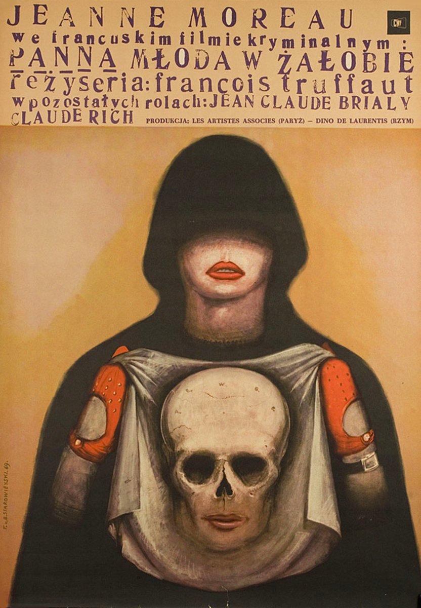 Polish film poster for #TheBrideWoreBlack (1968 - Dir. #FrançoisTruffaut) #JeanneMoreau