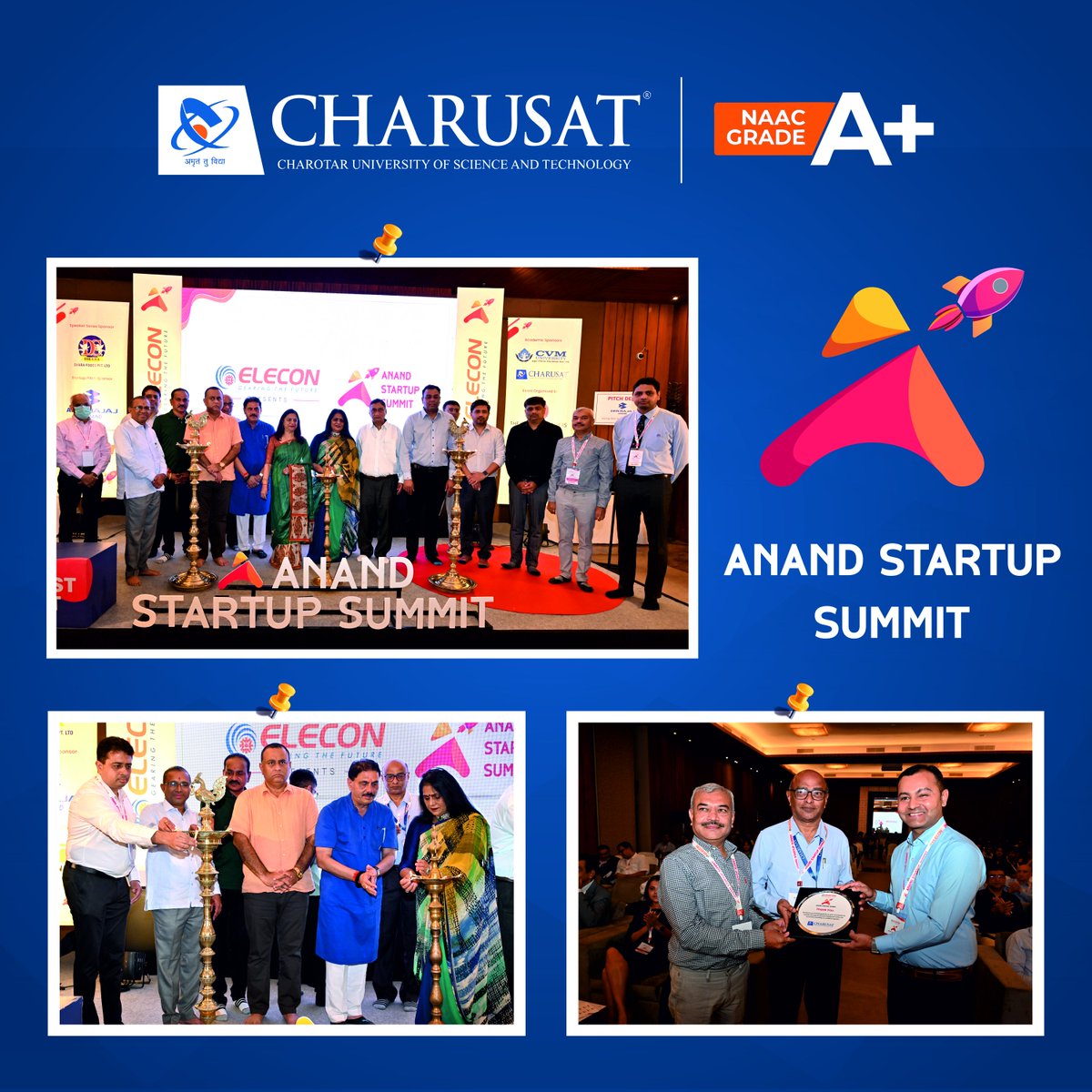 CHARUSAT University and Start-up Ecosystem partner CIVF (CHARUSAT Innovative Ventures Foundation) successfully participated in the Anand Startup Summit by Elecon Engineering Co. Ltd. on September 8th, 2023, at the picturesque Madhubhan Resort &amp; Spa.