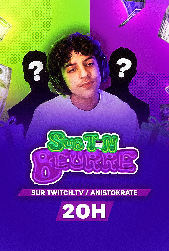 SUB TON BEURRE NOUVEAU CONCEPT CE SOIR A 20H🚨
Y aura ni zebi ni KCX ici
➡️twitch.tv/anistokrate