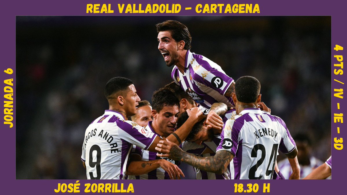 Fantasy_RV's tweet photo. ⚽️💜 DÍA DE PARTIDO, HOY JUEGA EL REAL VALLADOLID EN ZORRILLA ‼️

📊 4 puntos. 1V - 1E - 3D

🆚 Cartagena

🏟 José Zorrilla

⏰ 18.30 horas

🤝🏻 El último encuentro liguero finalizó con empate (1-1) ante el Elche

⭐️ Monchu. 40 puntos SofaScore https://t.co/rQWkjGY5ZN