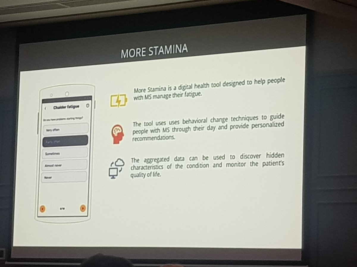Really interesting presentation from @buscandoagodot on potential of apps for fatigue management in MS <a href="/MSIRELAND/">MS Ireland</a> national conference in Athlone