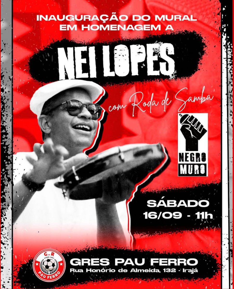 negromuro_'s tweet photo. Hoje às 11h haverá inauguração do muro em homenagem ao mestre @neilopesoficial no GR Pau Ferro com roda de samba regida pelo próprio Nei Lopes. Chega mais! https://t.co/QEDdM5pHic