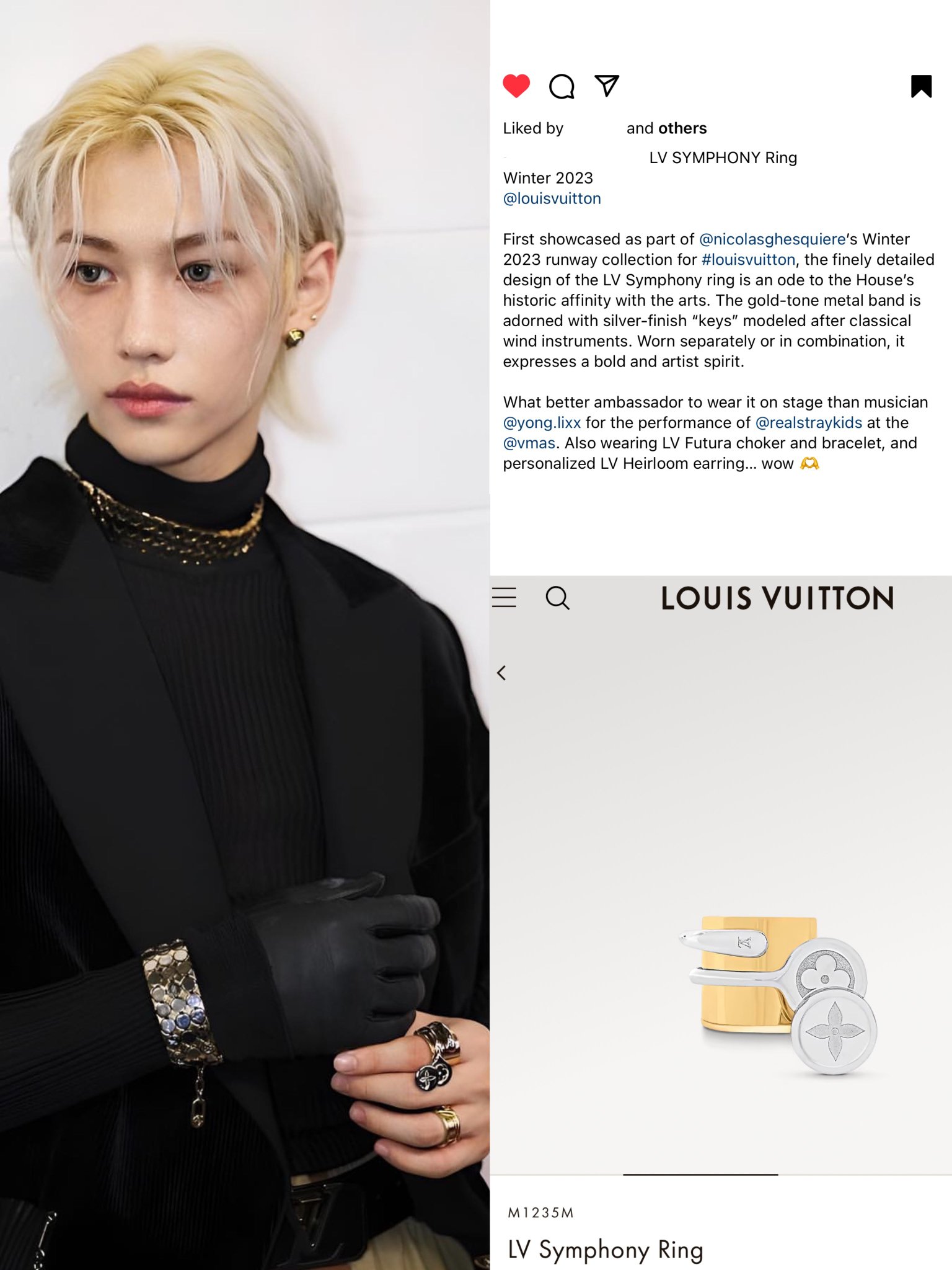 cine 樂✰ on X: Oh Louis Vuitton jewellery and accessories designer praised  felix on Instagram saying how there was no one better to work the symphony  ring design than felix himself because