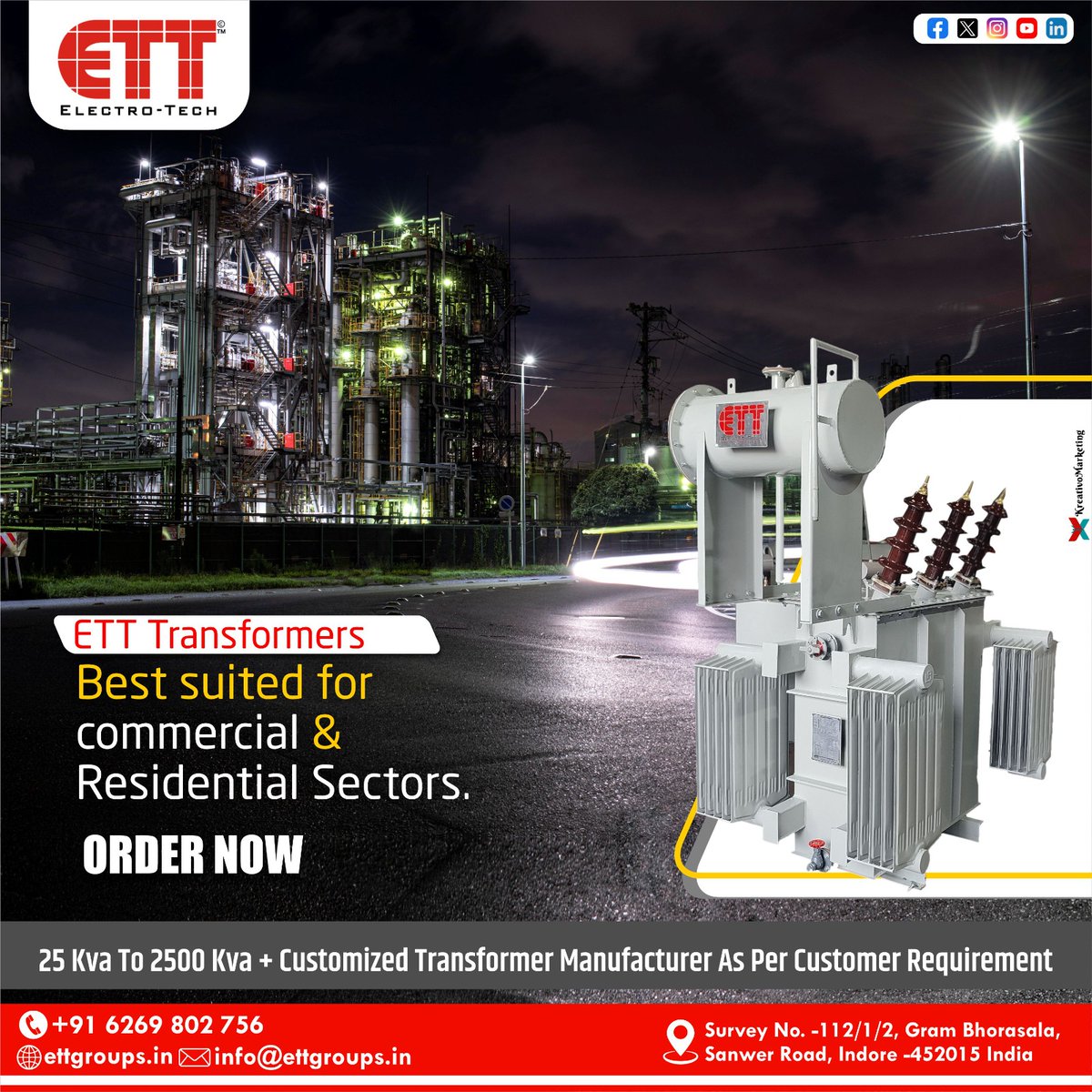 ElectroTechTra1's tweet image. From Offices to Homes, We're here to deliver the best Transformers! 🏙️🏡✨

ettgroups.in
contact now :- 6269802756

#ELECTROTECH #MPEBIndore #MSEDCL #grid
#powertransformer #technology
#power #powerdistribution
#customtransformers