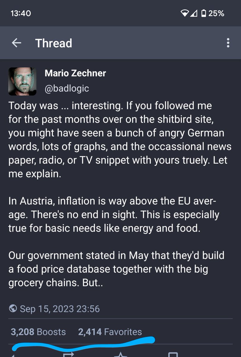 I chronicled my whole grocery store price analysis adventure over on Mastodon last night. Holy cow. mastodon.gamedev.place/@badlogic/1110… One idea that was brought up: somehow bring this up with the European Comission