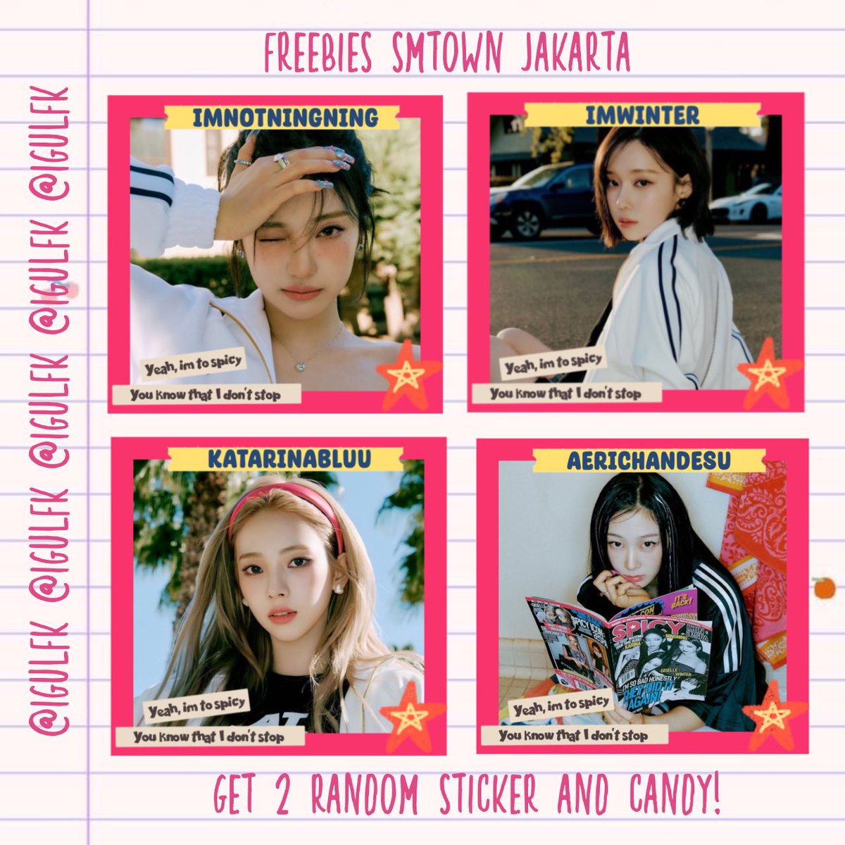 iGULFk's tweet photo. 🎀💭 Rt &amp; Likes are appreciated
FREEBIES AESPA | SMTOWN LIVE 2023: SMCU PALACE IN JAKARTA By @iGULFk 👀🤍

💌 Limited quantity
📍GBK, 23 september 2023
🕰TBA

See youuu~
#SMTOWN_LIVE_2023_JAKARTA 
#SMTOWNJAKARTA2023 https://t.co/Rlu6tLempD