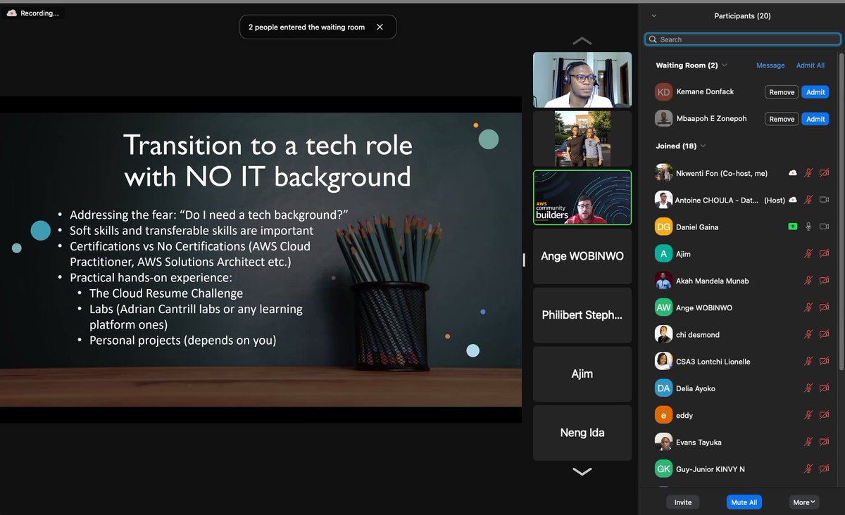 awsugDouala's tweet image. Thanks Daniel for the informative and inspiring tips.🙏🏼
Congrats to the lucky draw winners👏🏽.
Follow us on LinkedIn linkedin.com/in/aws-user-gr…
#aws #awsusergroup #awscommunity