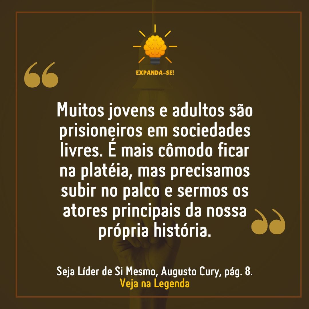 gabriel_drf's tweet photo. Muitos #jovens e #adultos são #prisioneiros em sociedades livres. É mais cômodo ficar na plateia, mas precisamos subir no #palco e sermos os atores principais da nossa própria #história.
Pág. 8

Seja Líder de Si Mesmo, por #AugustoCury 👇
https://t.co/5eyRCa9KOp https://t.co/o4HFOfM1p6