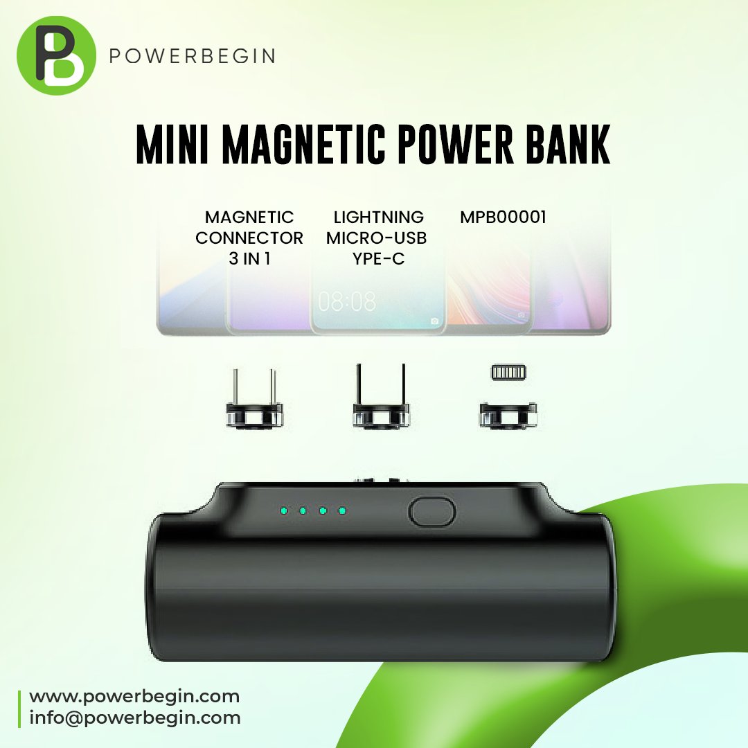 power_begin's tweet photo. Introducing the Mini Magnetic Power Bank! 🧲💡 
Seamlessly switch between Lightning, Micro-USB, and Type-C with our 3-in-1 Magnetic Connector. Keep your devices juiced up on the go, without the bulk! 📲⚡
👉https://t.co/mP32qSwZFN 
#MiniPowerBank #MagneticCharge #3in1Connector https://t.co/odFLeLoujV