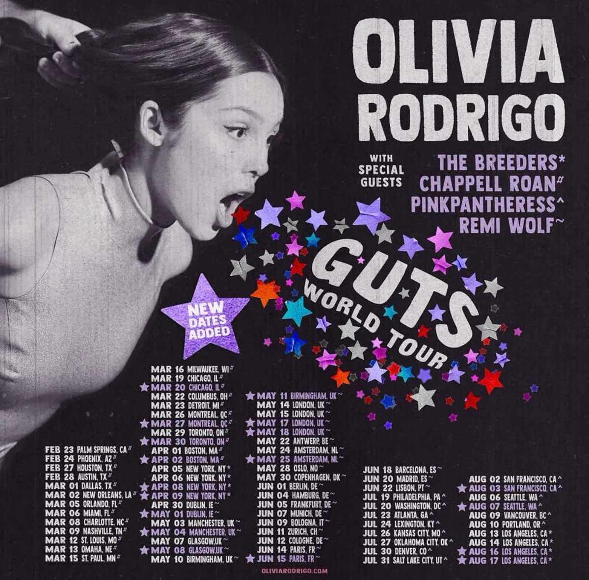 .@oliviarodrigo adds 18 new dates to her ‘GUTS’ World Tour - including 5 more shows in the UK.