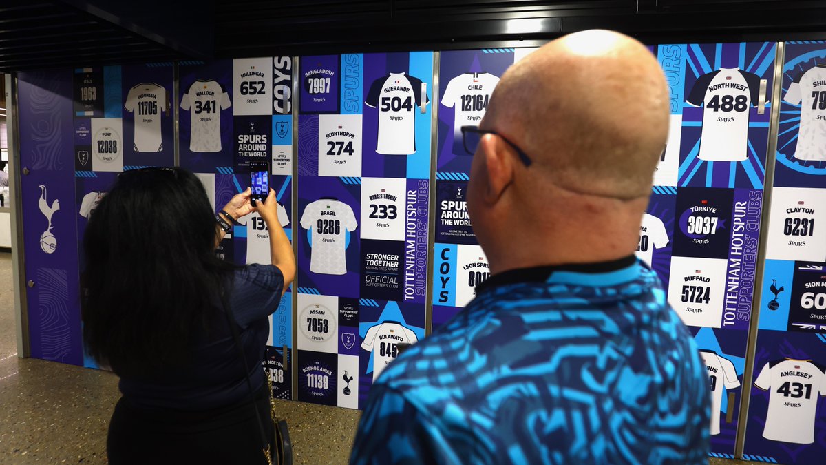 We can today unveil our new feature wall within <a href="/SpursStadium/">Tottenham Hotspur Stadium</a> celebrating our 457 Official Supporters’ Clubs around the world 🌏

As well as club names and distances from N17, the wall also displays messages of togetherness and nods to some of the many places our fans are located