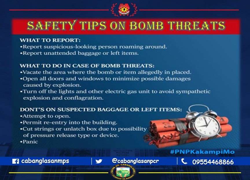 cabanglasanmps3's tweet photo. BOMBING SAFETY TIPS📷📷
#SerbisyongNagkakaisa
#ToServeandProtect https://t.co/rjKPhRWcLC