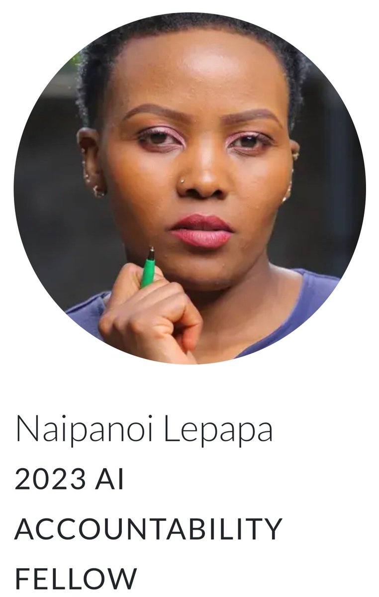 Super happy to announce that I am a 2023 Pulitzer AI Accountability fellow.For the next 10 months, I will be working with 7 brilliant journalists (we are an all women cohort from 5 continents🥳) on underreported and complex artificial intelligence investigations @pulitzercenter