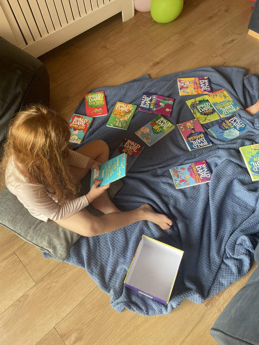 educatingwarby's tweet photo. How my 5 year old likes to spend her Saturday mornings 📚 her love of books makes me melt  #bookworm #earlyreading https://t.co/4DEYT7kYYH