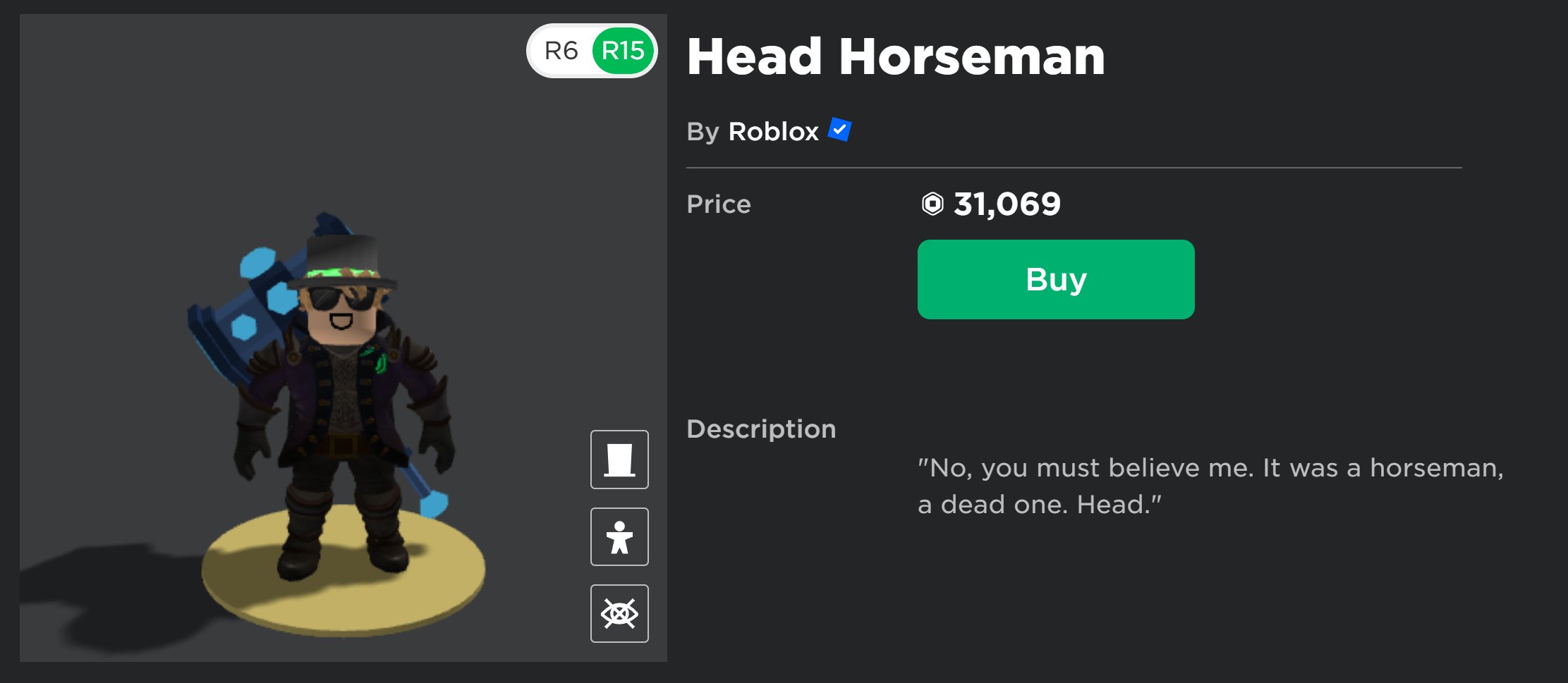 RBXNews on X: Headless Horseman has returned for 31,000 Robux