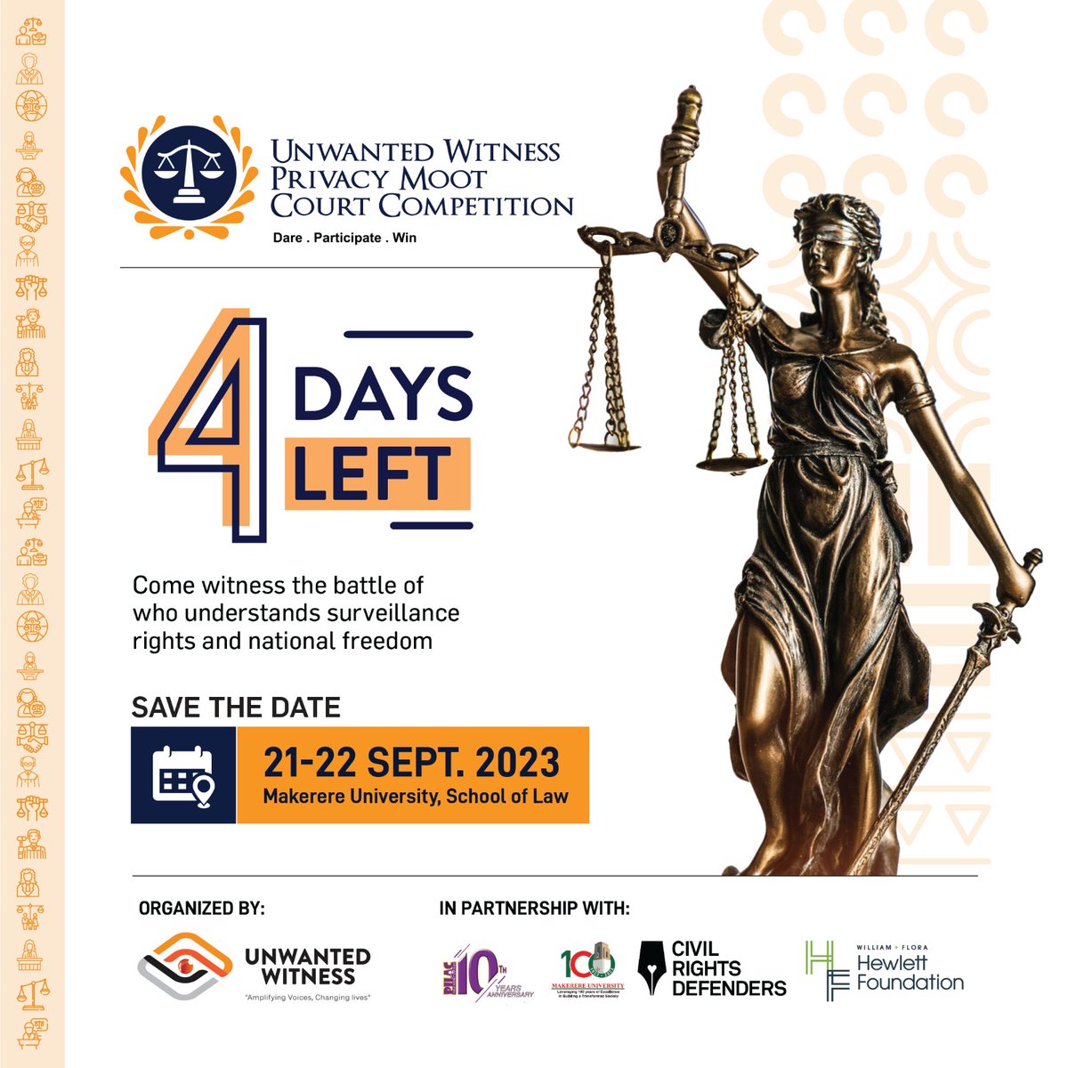 Competition is heating up 🏆15 Ugandan Universities are ready to battle it out at <a href="/PrivacyMoot/">UW Privacy Moot Court Competition</a> 2023. The big question: Who will seize the ultimate trophy? 🤔

Only four days ⏳ to go until the action kicks off on 21st - 22nd Sept. <a href="/Makerere/">Makerere University</a> University Law School.

Entry is free.