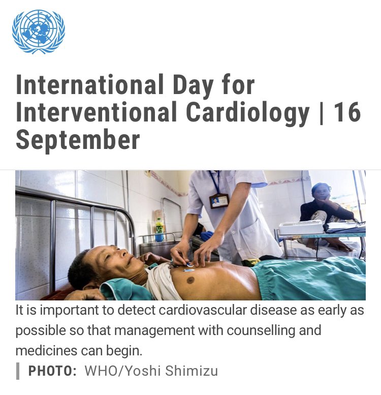 So I didn’t know this was a thing but @UN made today international interventional cardiology day to raise awareness of heart disease, prevention & (yes) invasive treatments. Hold your heads high my colleagues - we work hard and do good work! @SCAI @GruentzigSoc @mirvatalasnag