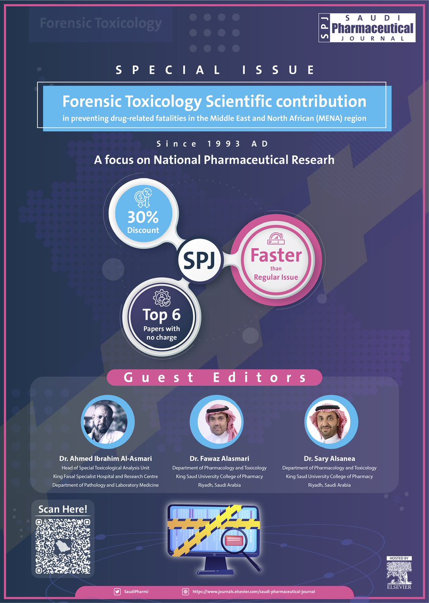 SaudiPharmJ's tweet photo. Forensic Toxicology Scientific contribution in preventing drug- related fatalities in the Middle East and North African ( MENA ) region 🌟. 

https://t.co/raCSF9Y1nm https://t.co/8cbzJvhWOj