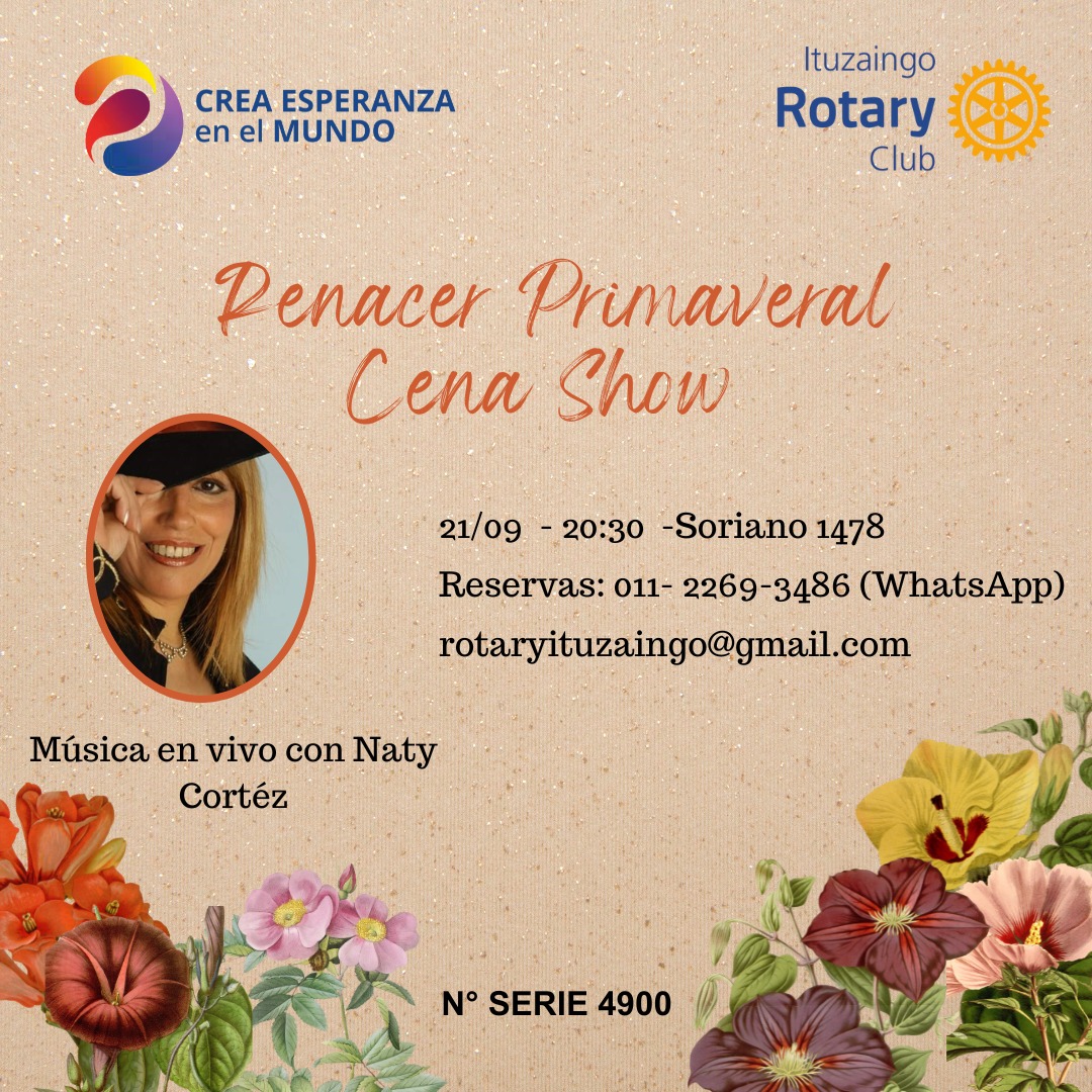 RotaryItuzaingo's tweet photo. El Rotary Club de Ituzaingó los invita a una cena show.
¡Los esperamos el 21/9 a las 20.30 hs en Soriano 1478
A beneficio Proyectos de servicio.
Reservas : 
Sólo Whs 011- 2269-3486
rotaryituzaingo@gmail.com https://t.co/ftA29eloVV