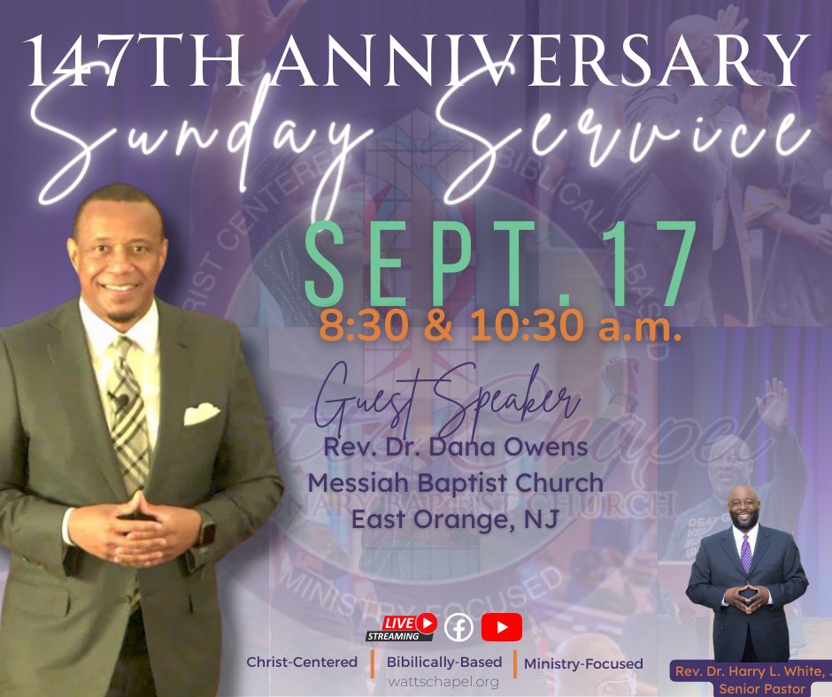 Join Watts Chapel as we celebrate our 147th Church Anniversary! We can't wait to see you there!