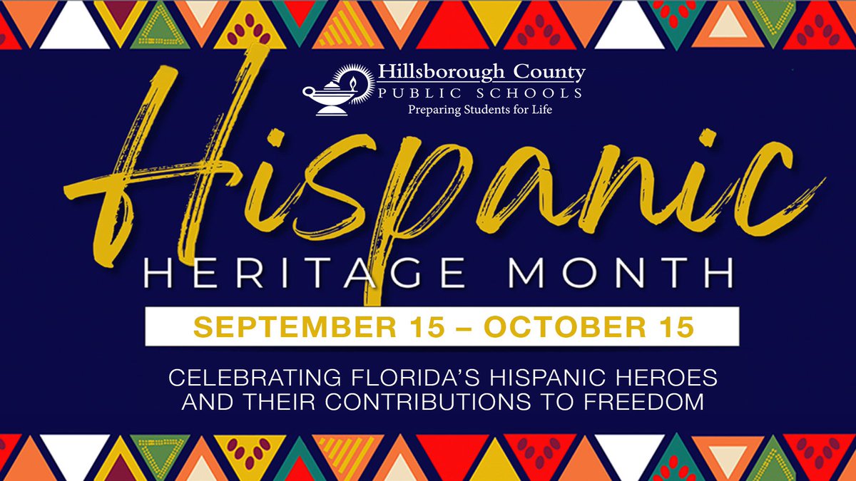 Happy Hispanic Heritage Month!
All month long, we will be celebrating the heroes in our 
community. We look forward to giving our students a  better understanding of the contributions and influence the Hispanic cultures have in Florida. #HispanicHeritageMonth2023
